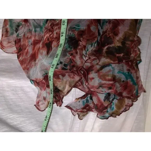 Papillon Y2K Purple Floral Mesh Halter Smock Dress Chiffon Ruffle Size Medium - Picture 7 of 8